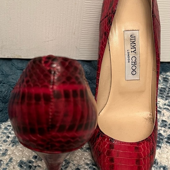 Red snake skin Jimmy Choo Stilettos - Picture 7 of 7